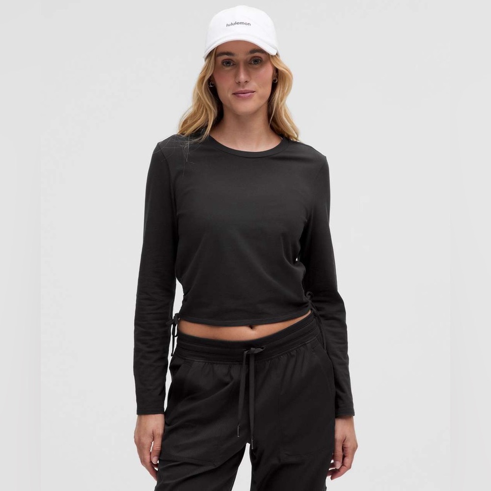 Lululemon Cinched Cut-Outs Cotton Long-Sleeve Shirt Black S